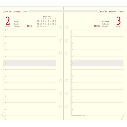 OBE Recharge Agenda Format 17 Journalier-Recharge Agenda-Oberthur-2026-Papeterie du Dôme
