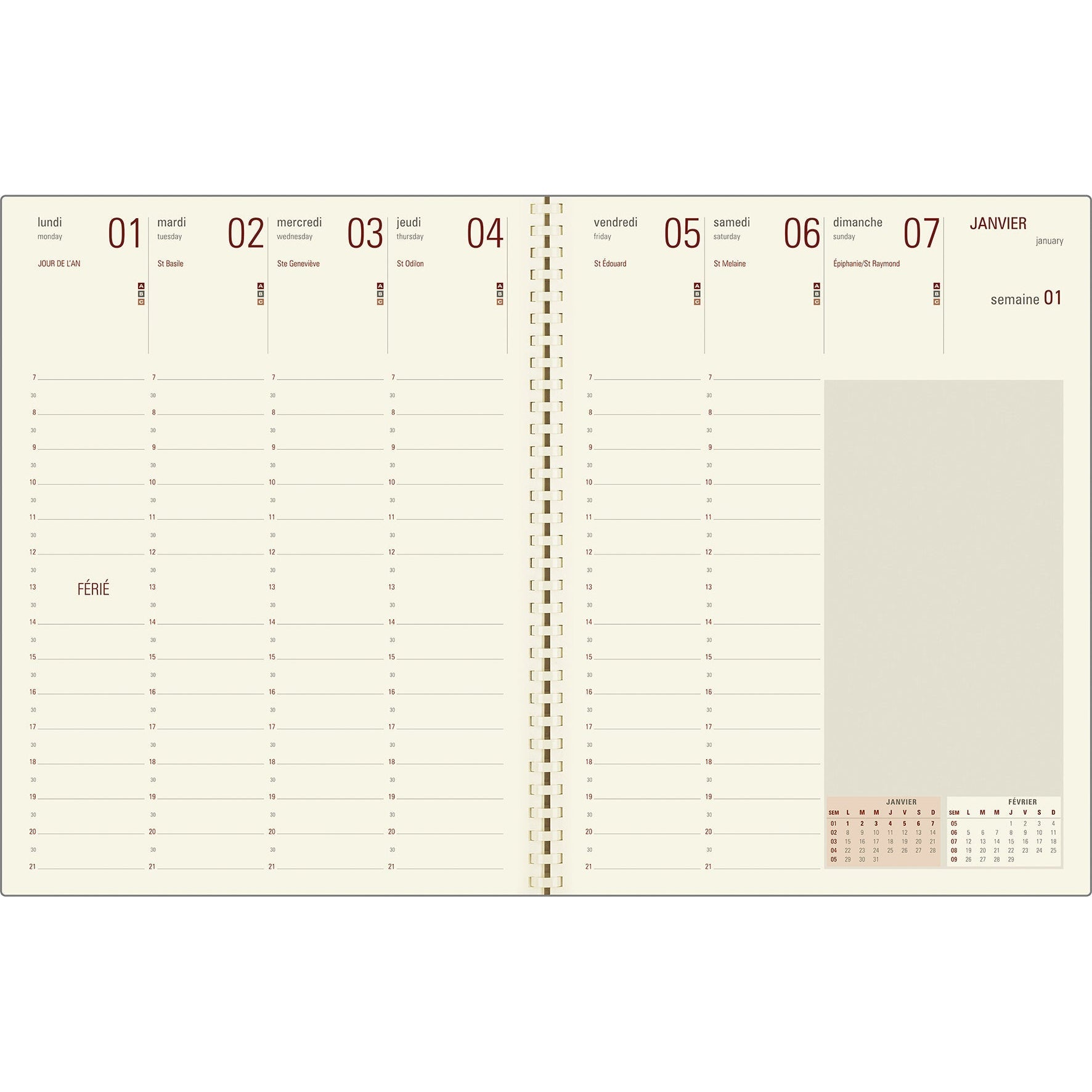 Oberthur Recharge Agenda Format 27 Semainier Vertical + 1 Pochette –  Papeterie du Dôme