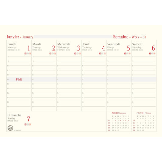 OBE Recharge Bloc Éphémeride Up to Date-Recharge Agenda-Oberthur-2026-Papeterie du Dôme