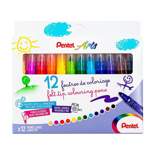 PTL PentelArts Boîte 12 Feutres-Boîte à Feutres-Pentel-Papeterie du Dôme