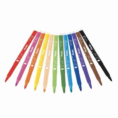 PTL PentelArts Boîte 12 Feutres Ultra-lavable-Boîte à Feutres-Pentel-Papeterie du Dôme