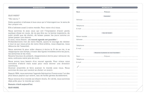 QVD Recharge Agenda Président Tranche Dorée-Recharge Agenda-Quo Vadis-Papeterie du Dôme