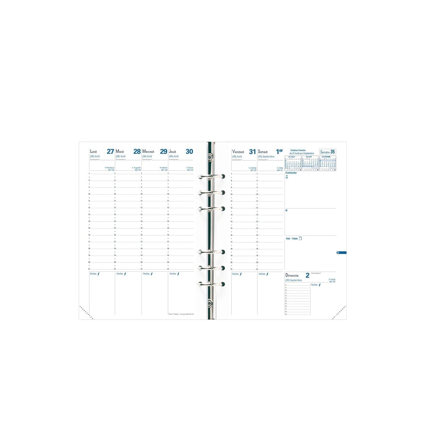 QVD Recharge Agenda Timer 21 "Planing" SAD-Recharge Agenda-Quo Vadis-Papeterie du Dôme