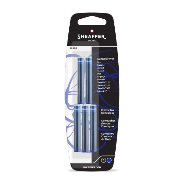SHF 5 Cartouches d'Encre-Encre-Sheaffer-Bleu-Papeterie du Dôme