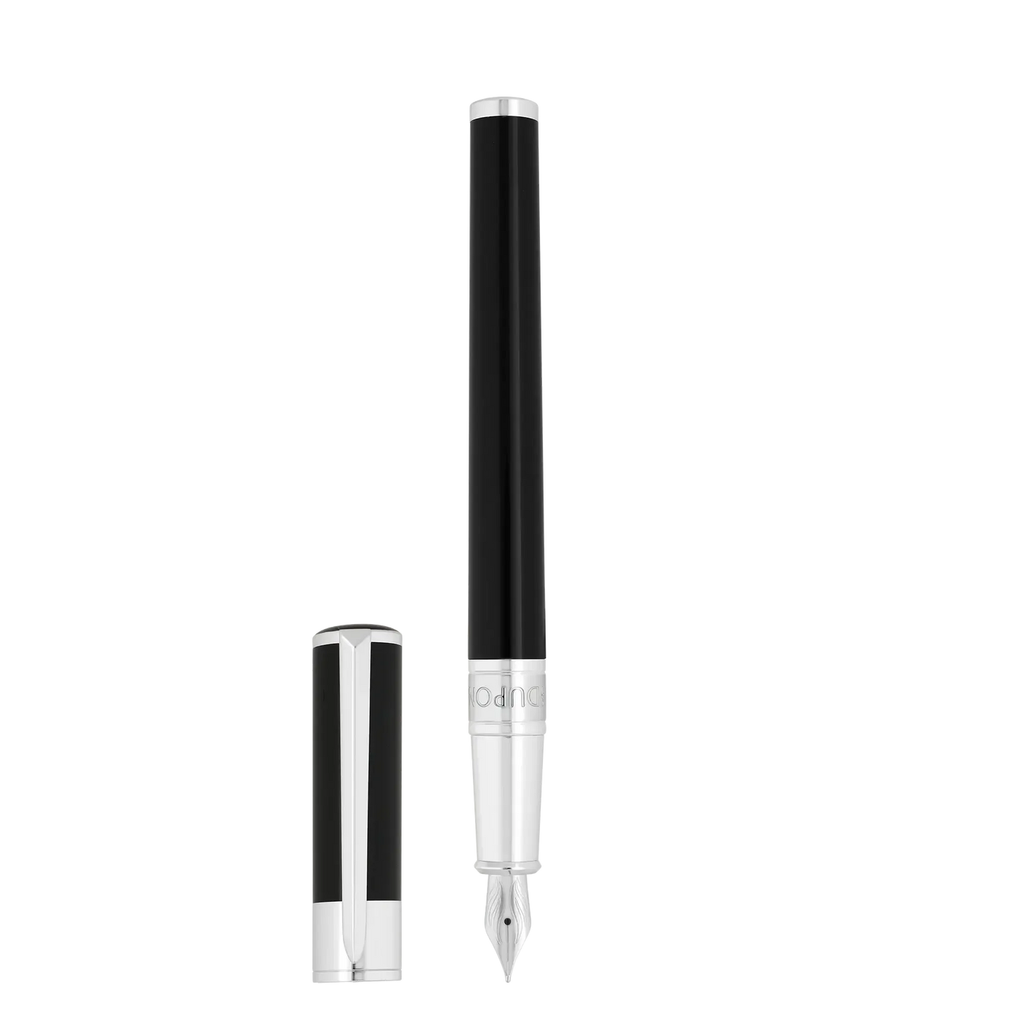 STD Initial Noir Chromé Stylo Plume-Stylo Plume-S.T. Dupont-Papeterie du Dôme