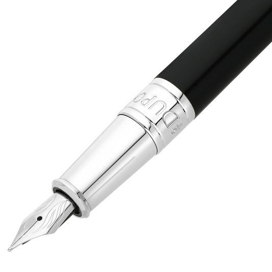 STD Initial Noir Chromé Stylo Plume-Stylo Plume-S.T. Dupont-Papeterie du Dôme