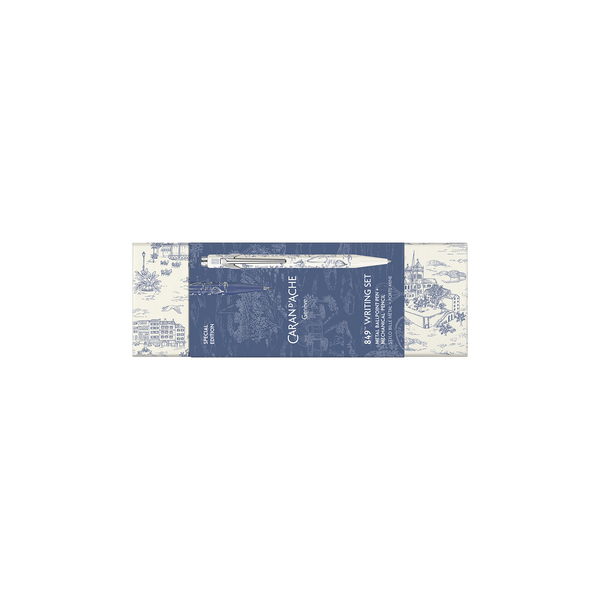 CA 849 Toile de Jouy Set Écriture Stylo Bille et Porte-Mine-Stylo Bille-Caran d'Ache-Papeterie du Dôme