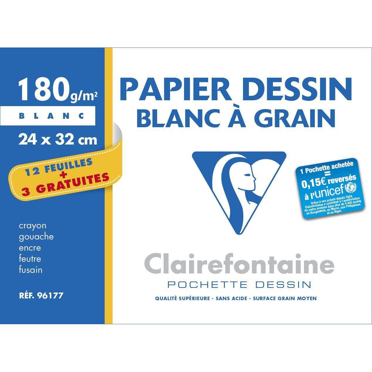 CLT Papier Dessin Blanc à Grain-Papier-Clairefontaine-Papeterie du Dôme
