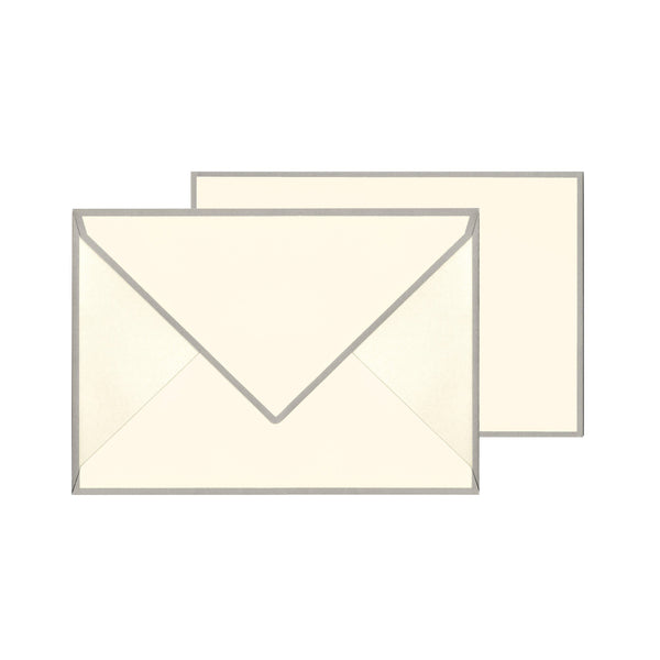 CRW 10 Cartes 10 Enveloppes Bords de Couleur 10,5 x 15,5-Set écriture-Crown Mill-Crème - Gris-Papeterie du Dôme