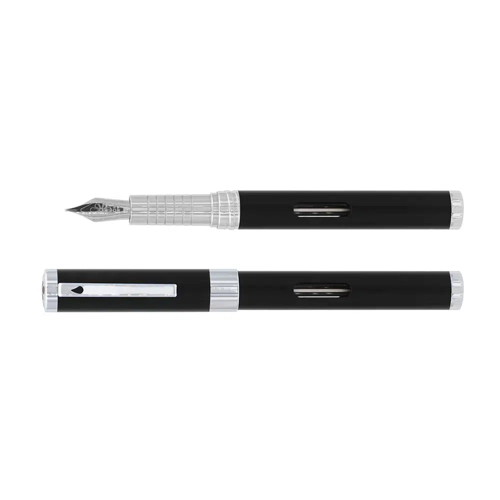 DPM Nexus Noir Chrome Stylo Plume-Stylo Plume-Diplomat-F Fin-Papeterie du Dôme