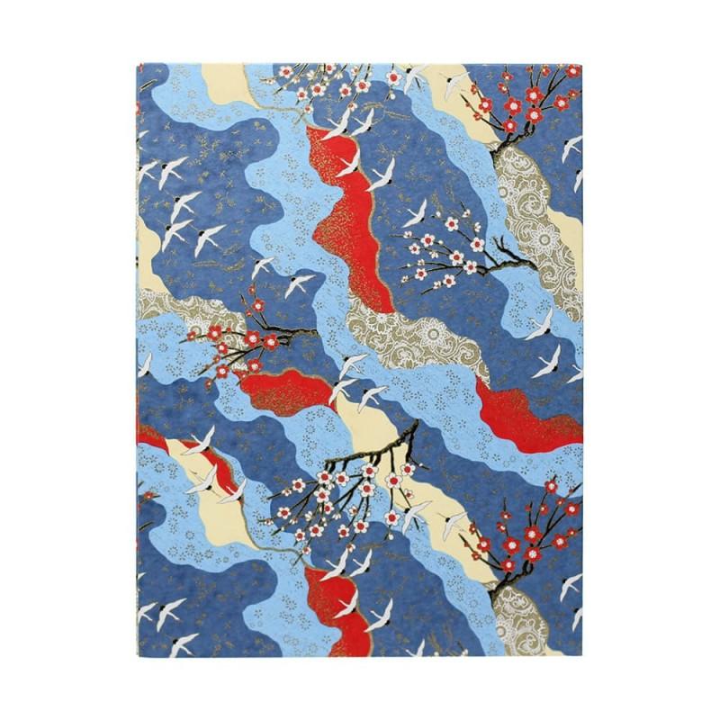 EPP Carnet Broché Japonais-Enveloppe-Esprit Papier-Bleu cerisiers-Papeterie du Dôme