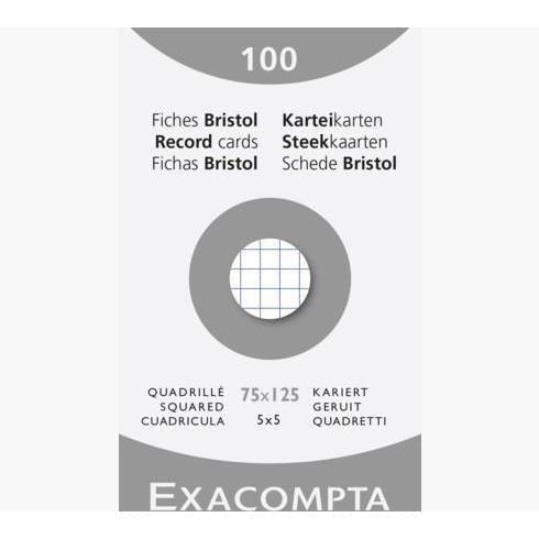 EXA Étui 100 Bristol 75x125-Bristol-Exacompta-Quadrillé 5x5-Papeterie du Dôme