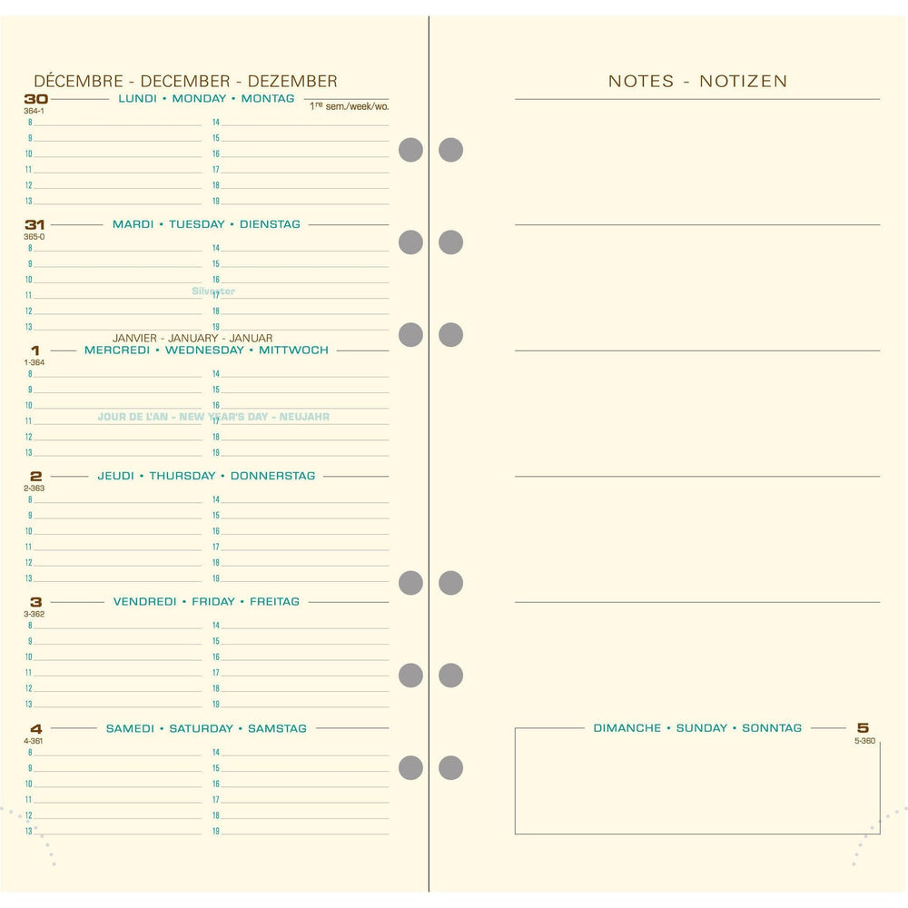 EXA Recharge Exatime 17 Semainier Étroit Ivoire-Recharge Agenda-Exacompta-Papeterie du Dôme