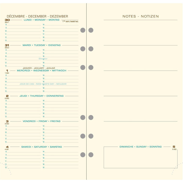 EXA Recharge Exatime 17 Semainier Étroit Ivoire-Recharge Agenda-Exacompta-Papeterie du Dôme