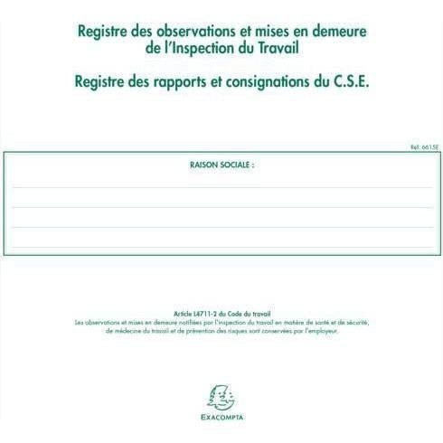EXA Registre de l'Inspection du Travail 24x32-Registre-Exacompta-Papeterie du Dôme