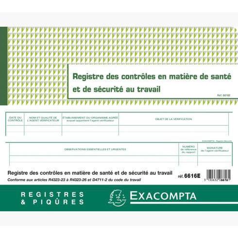 EXA Registre des Contrôles de Santé et de Sécurité 24x32-Registre-Exacompta-Papeterie du Dôme