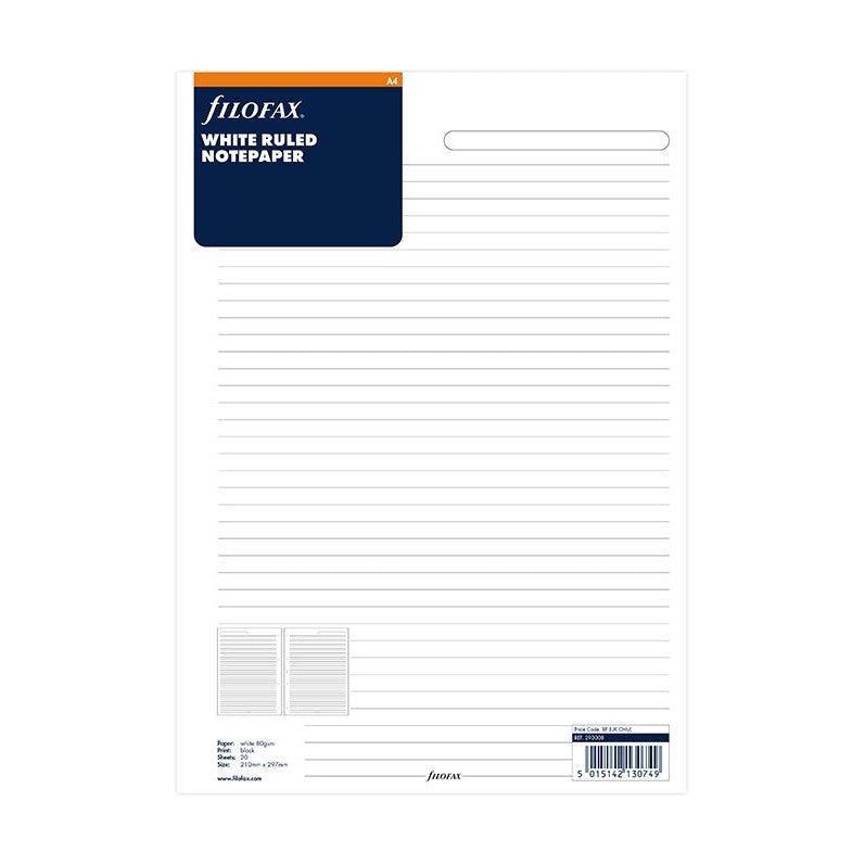 FFX Recharge A4 Feuilles Lignées Blanches-Recharge-Filofax-Papeterie du Dôme