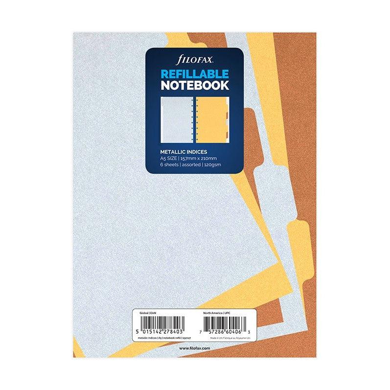 FFX Recharge Notebook A5 Index Couleurs Métalliques-Recharge Notebook-Filofax-Papeterie du Dôme