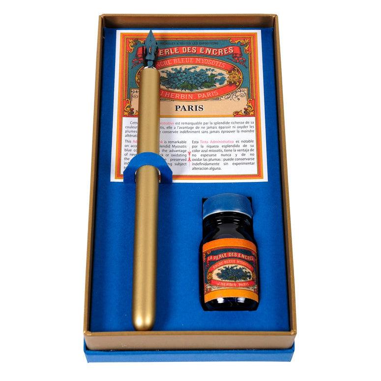 HERBIN Coffret Encre-Coffret Stylo-Herbin-Bleu Myosotis-Papeterie du Dôme