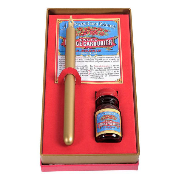 HERBIN Coffret Encre-Coffret Stylo-Herbin-Rouge Caroubier-Papeterie du Dôme