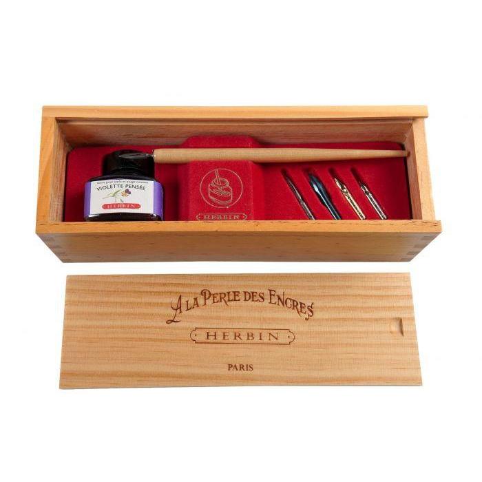 HERBIN Coffret "La Perle des Encres"-Coffret Stylo-Herbin-Violette Pensée-Papeterie du Dôme