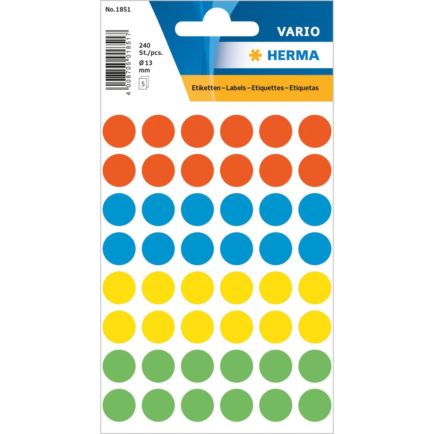 HRM Vario Etiquettes Rondes-Étiquettes-Herma-12 mm - 240 pièces-Assorties-Papeterie du Dôme