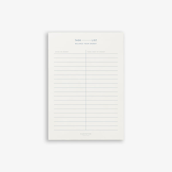 KTK Task List Energy Balance A5-Carnet-Kartotek-Papeterie du Dôme