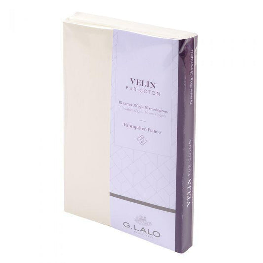 LALO Velin pur Coton 10 Cartes avec Enveloppes 85x135 Creme-Correspondance-Lalo-Papeterie du Dôme