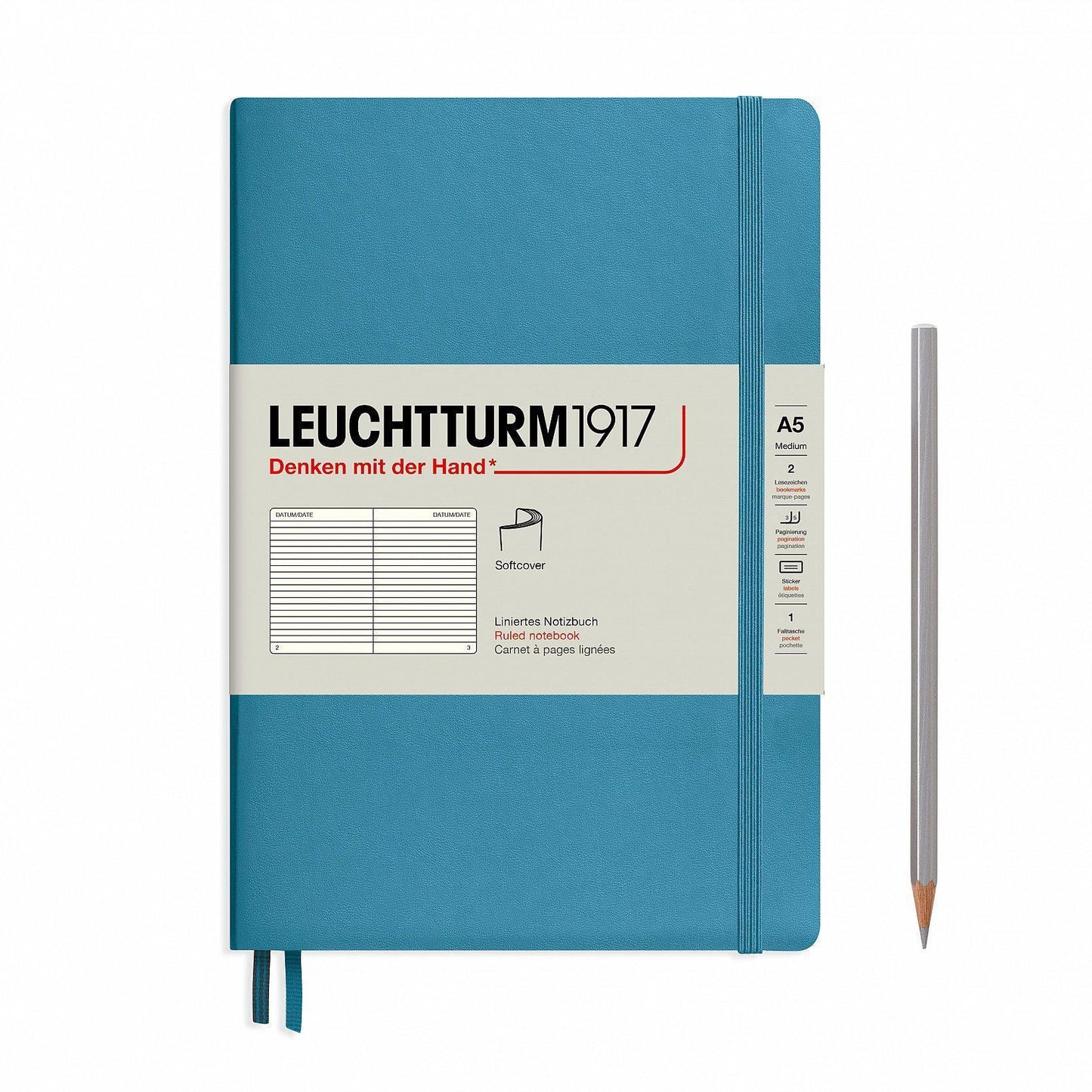 LCHT A5 Souple Ligné-Carnet-Leuchtturm 1917-Nordic Blue-A5-Ligné-Papeterie du Dôme