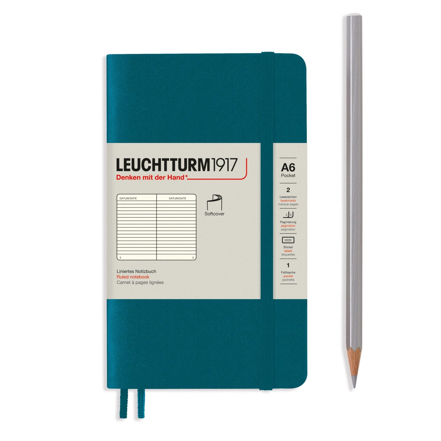 LCHT A6 Souple Ligné-Carnet-Leuchtturm 1917-Pacific Green-A6-Ligné-Papeterie du Dôme