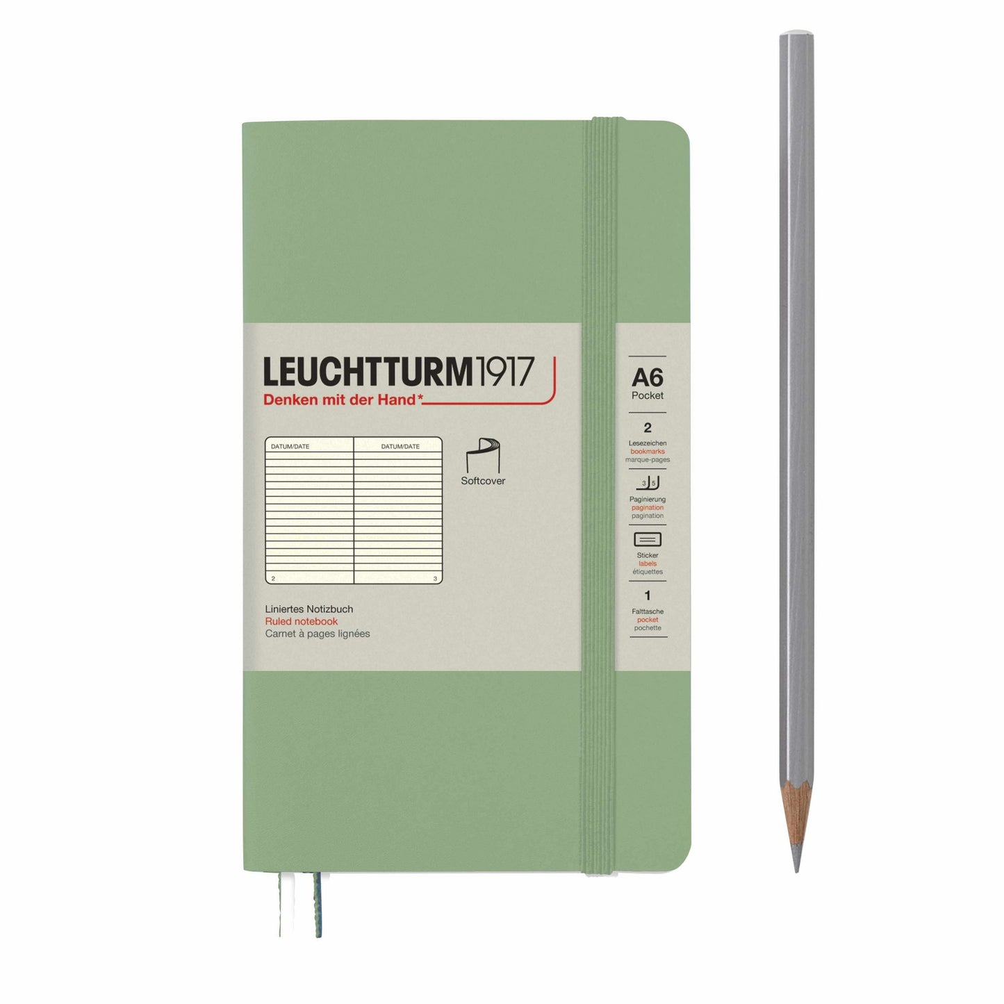 LCHT A6 Souple Ligné-Carnet-Leuchtturm 1917-Sauge-A6-Ligné-Papeterie du Dôme
