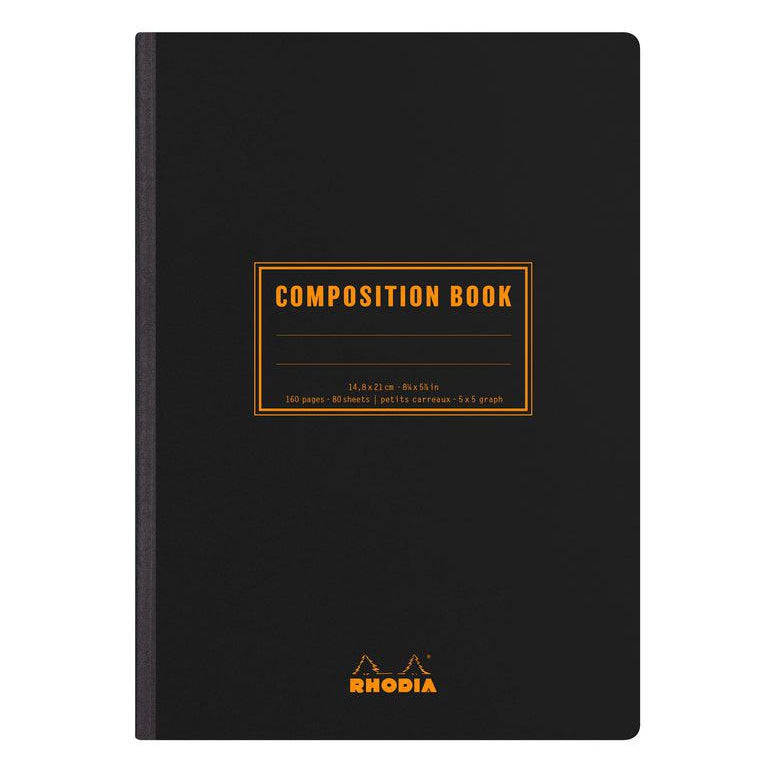 RHD Classic Composition A5-Carnet-Rhodia-Noir-Ligné + marge-Papeterie du Dôme