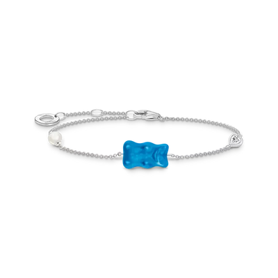 TSB Bracelet Haribo Ours d'or bleu, perle & zirconia