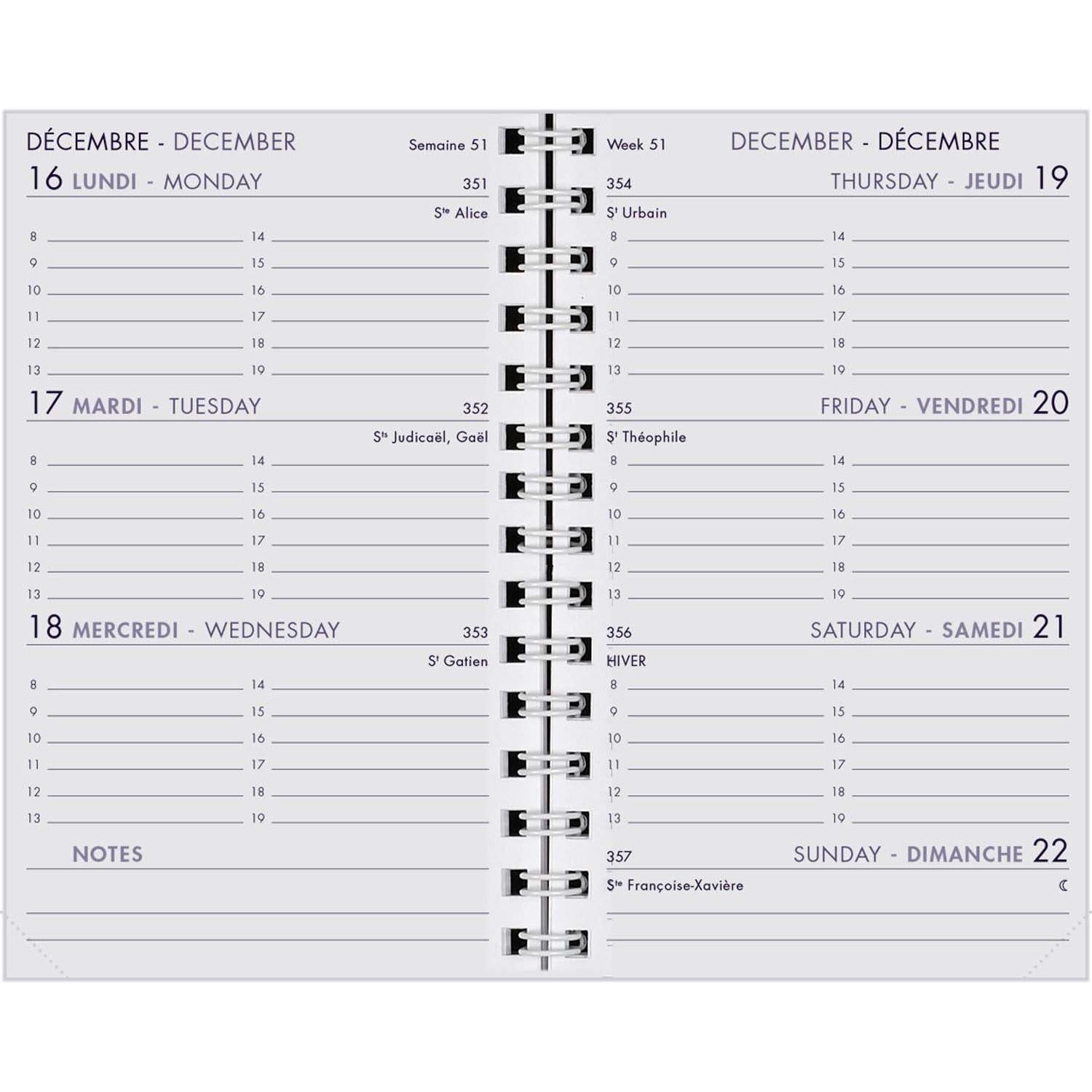 AGM Agenda Moderne 12,5x8 Polypro Transparent Spirale Semainier-Agenda-Agenda Moderne-Papeterie du Dôme
