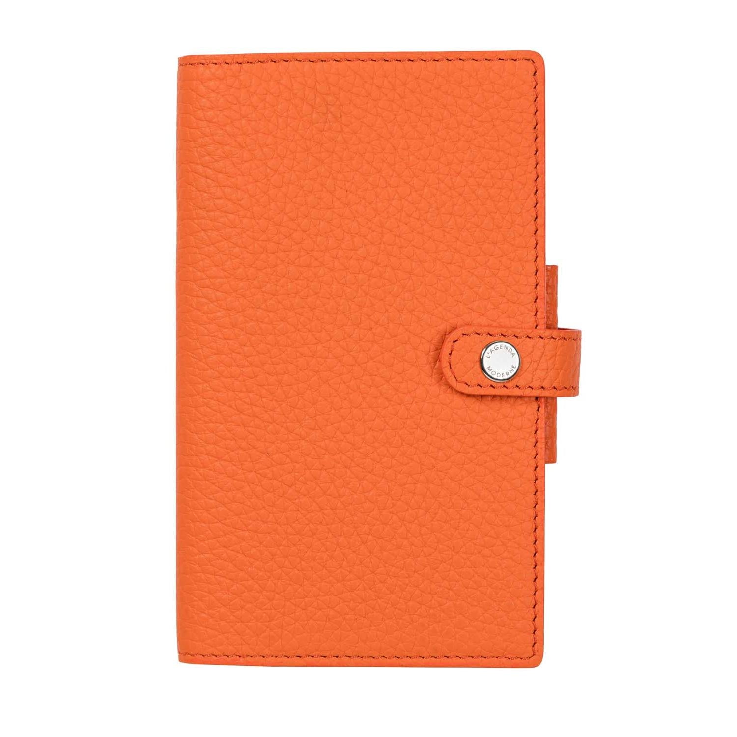 AGM Agenda Moderne Hebdoplan Camargue Cuir de Taurillon avec Patte 143x85-Agenda Cuir-Agenda Moderne-Orange-Papeterie du Dôme