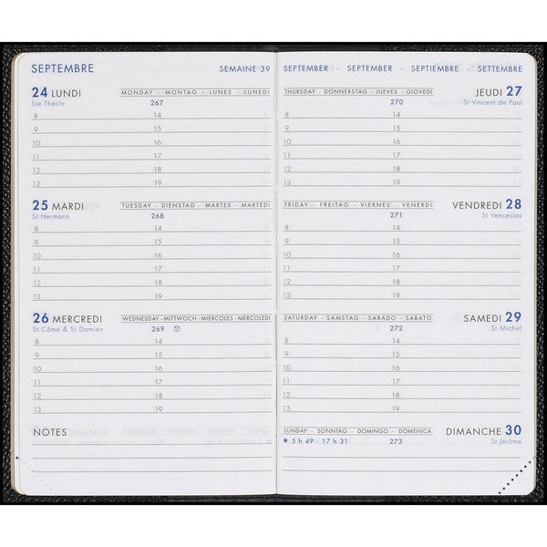 AGM Agenda Moderne Hebdoplan avec Patte Pekari Cuir de Porc 147x90-Agenda Cuir-Agenda Moderne-Papeterie du Dôme