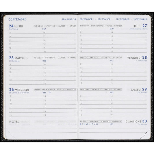 AGM Agenda Moderne Hebdoplan avec Patte Pekari Cuir de Porc 147x90-Agenda Cuir-Agenda Moderne-Papeterie du Dôme