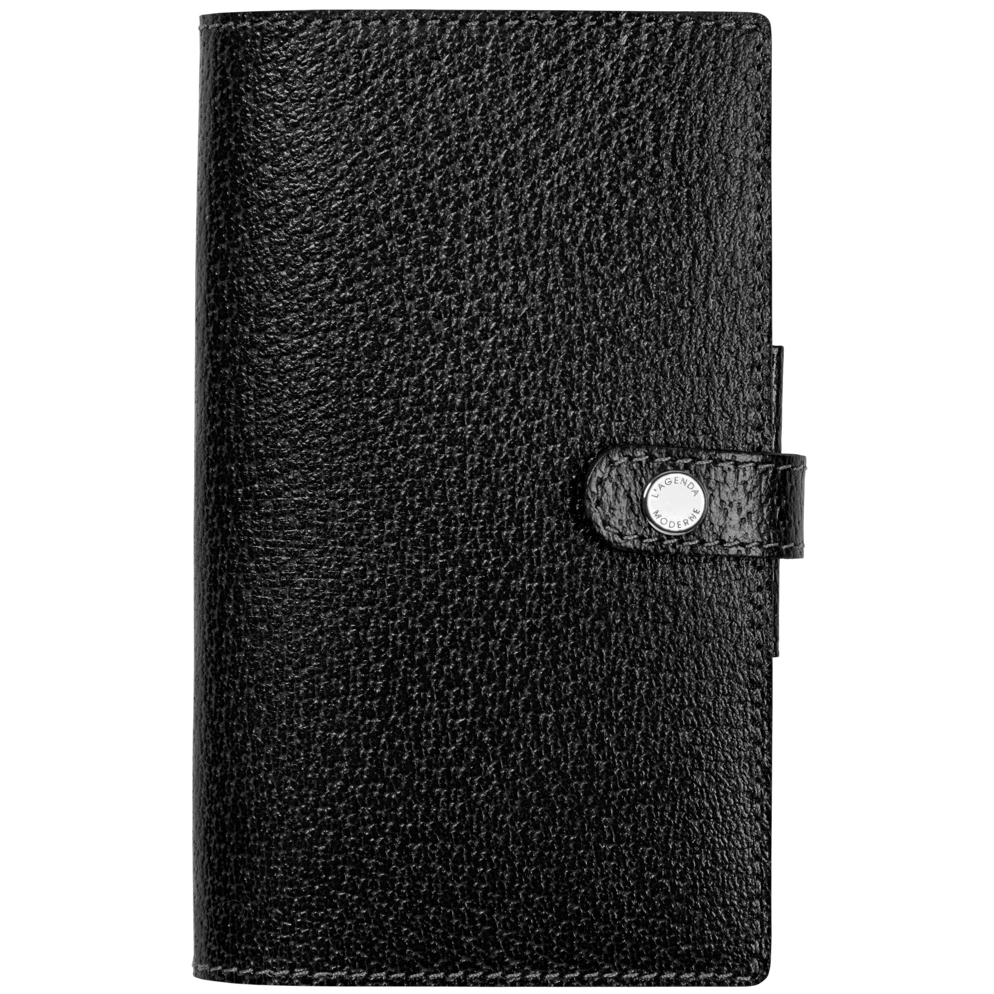 AGM Agenda Moderne Hebdoplan avec Patte Pekari Cuir de Porc 147x90-Agenda Cuir-Agenda Moderne-Noir-Papeterie du Dôme