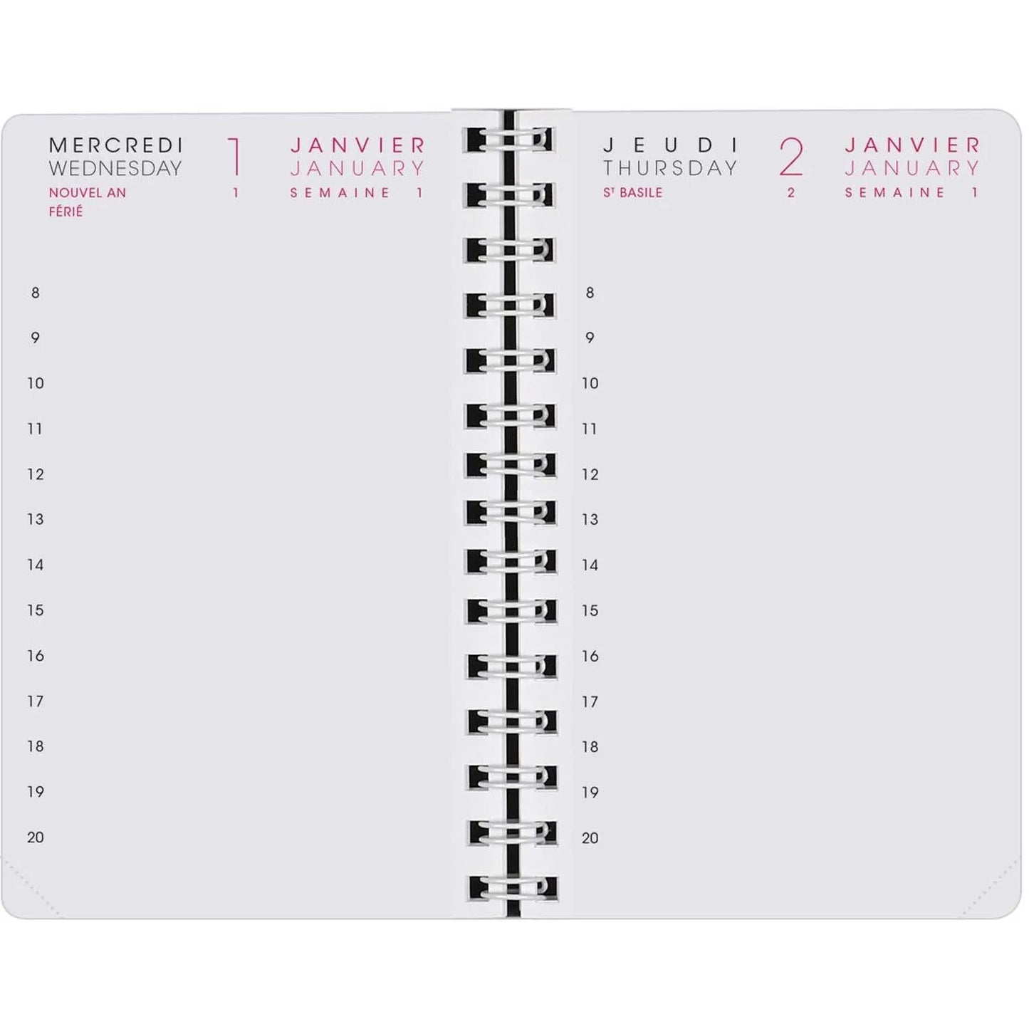 AGM Agenda Moderne Recharge 13 cm 1Jour/Page - 4 Trimestres-Recharge Agenda-Agenda Moderne-Papeterie du Dôme