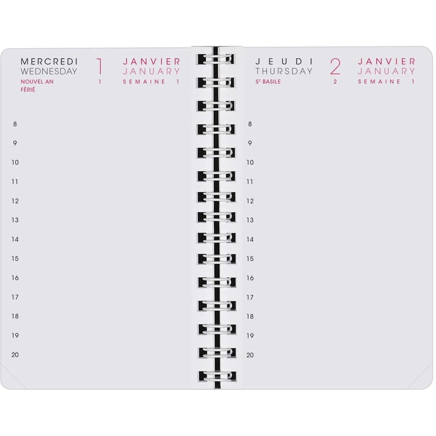 AGM Agenda Moderne Recharge 13 cm 1Jour/Page - 4 Trimestres-Recharge Agenda-Agenda Moderne-Papeterie du Dôme