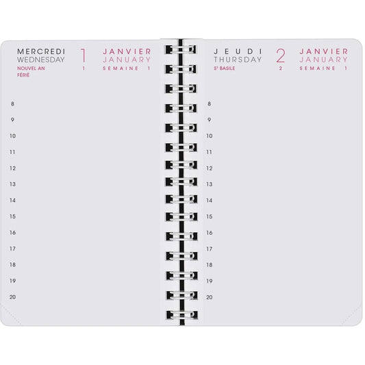 AGM Agenda Moderne Recharge 13 cm 1Jour/Page - 4 Trimestres-Recharge Agenda-Agenda Moderne-Papeterie du Dôme