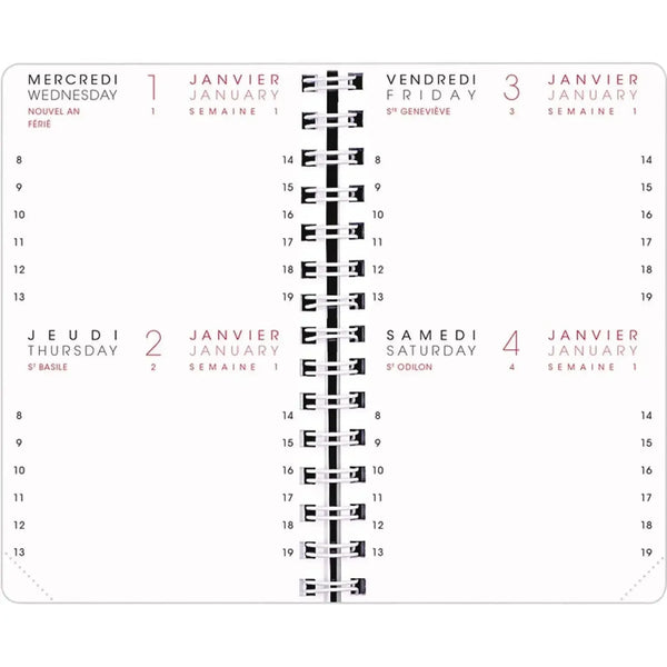 AGM Agenda Moderne Recharge 13 cm 2Jours/Page - Annuelle - Tranche Or-Recharge Agenda-Agenda Moderne-Papeterie du Dôme