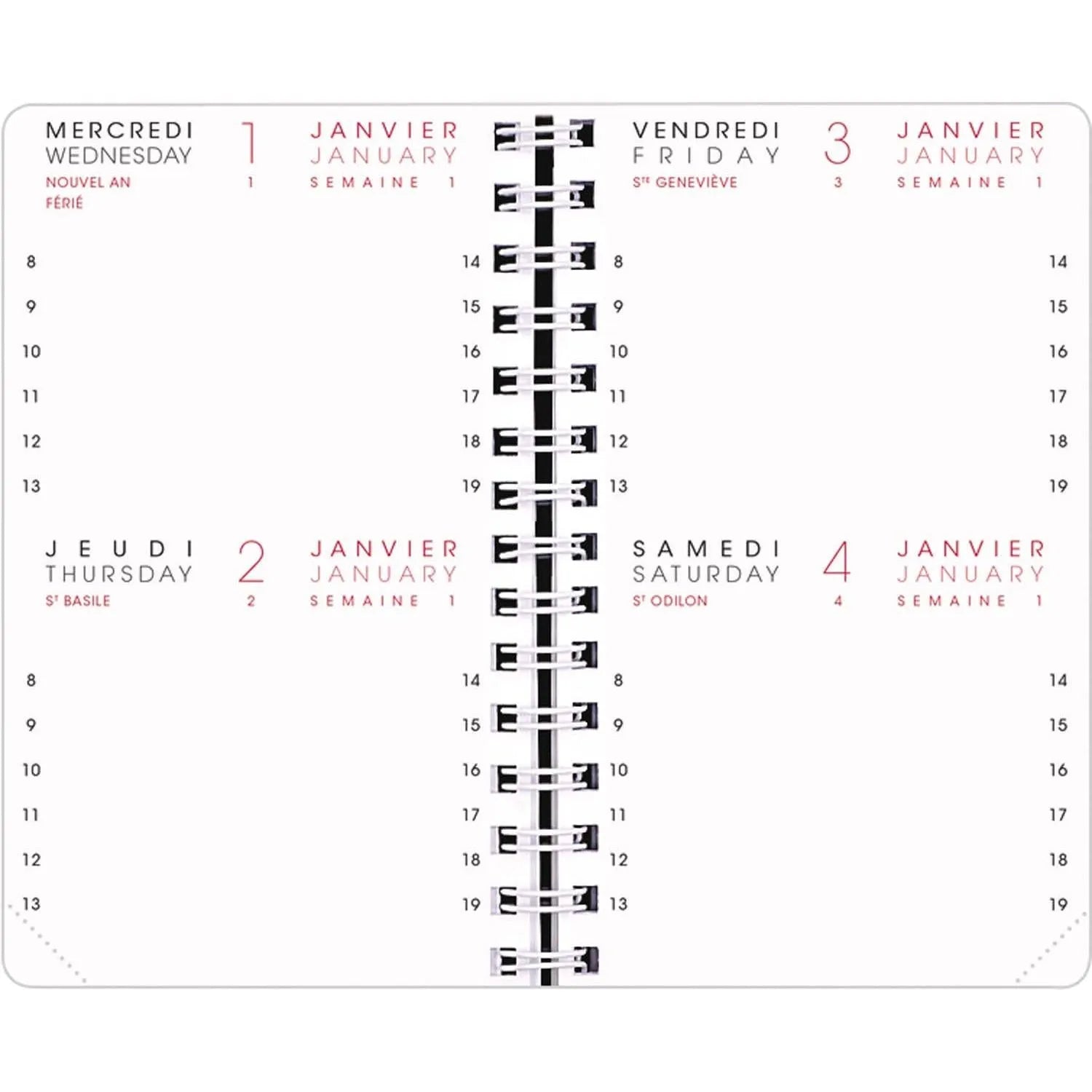 AGM Agenda Moderne Recharge 13 cm 2Jours/Page - Annuelle - Tranche Or-Recharge Agenda-Agenda Moderne-Papeterie du Dôme