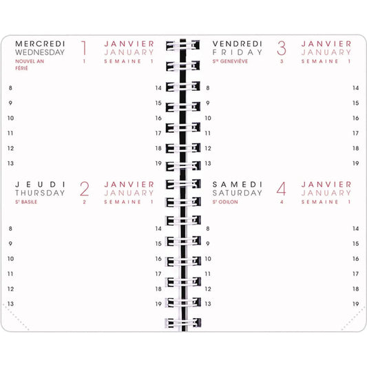 AGM Agenda Moderne Recharge 13 cm 2Jours/Page - Annuelle - Tranche Or-Recharge Agenda-Agenda Moderne-Papeterie du Dôme