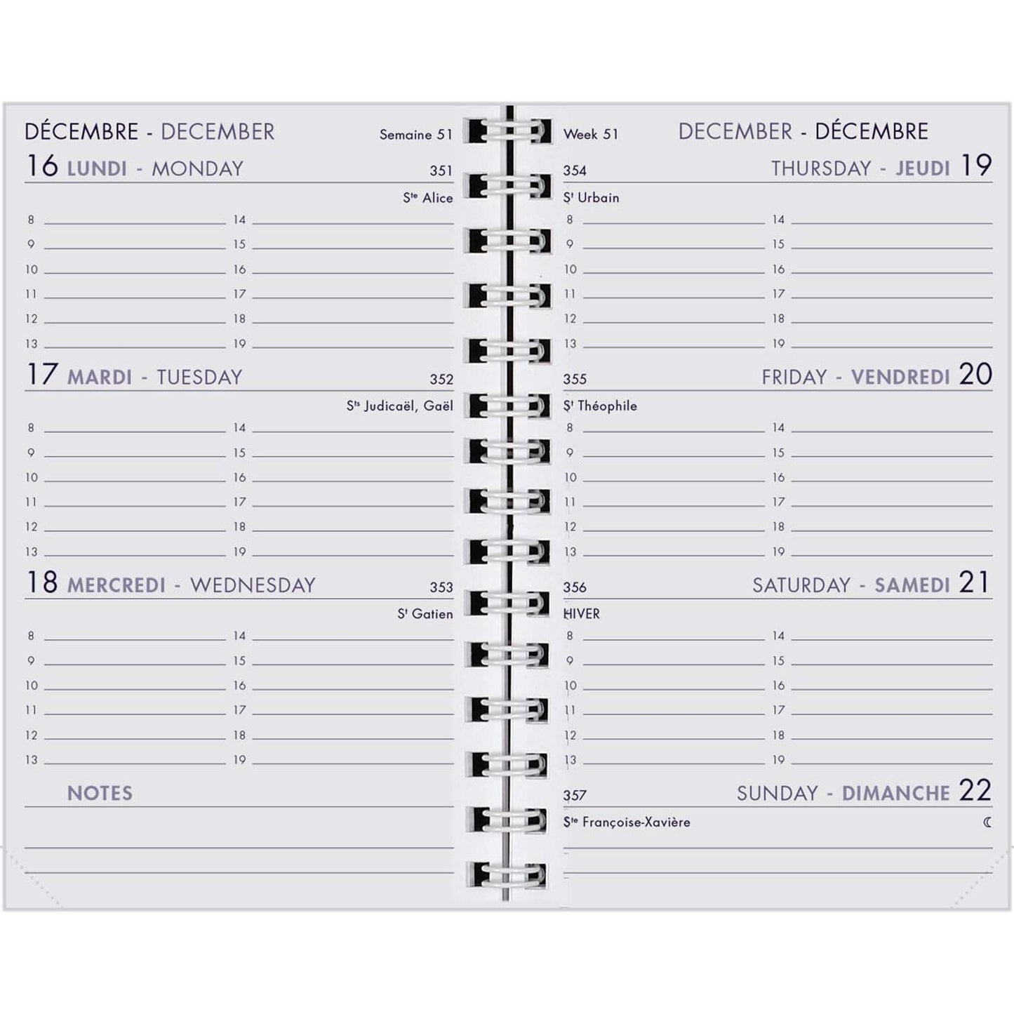 AGM Agenda Moderne Recharge 13 cm Semainier - Annuelle - Tranche Or-Recharge Agenda-Agenda Moderne-Papeterie du Dôme