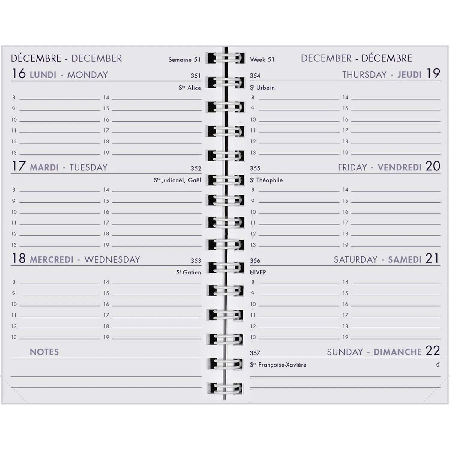 AGM Agenda Moderne Recharge 13 cm Semainier - Annuelle - Tranche Or-Recharge Agenda-Agenda Moderne-Papeterie du Dôme