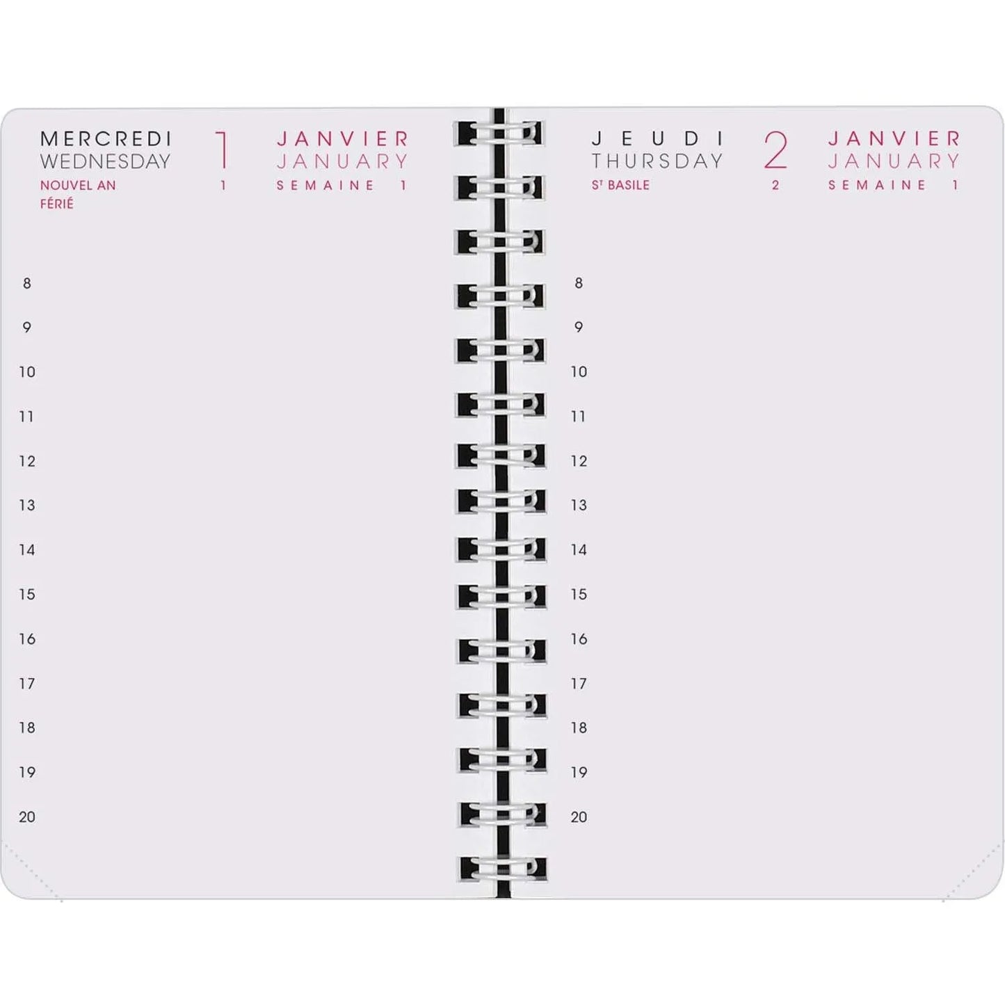 AGM Agenda Moderne Recharge 13cm 1Jour/Page - 2 Semestres - Tranche Or-Recharge Agenda-Agenda Moderne-Papeterie du Dôme