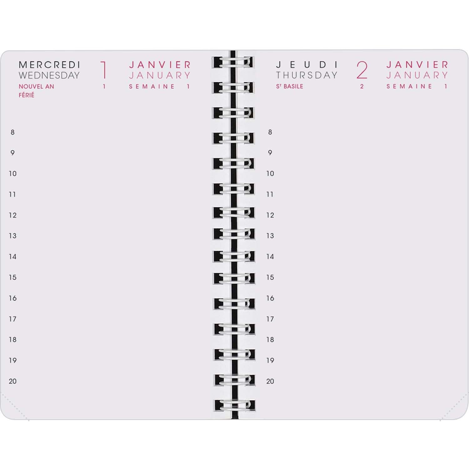 AGM Agenda Moderne Recharge 13cm 1Jour/Page - 2 Semestres - Tranche Or-Recharge Agenda-Agenda Moderne-Papeterie du Dôme