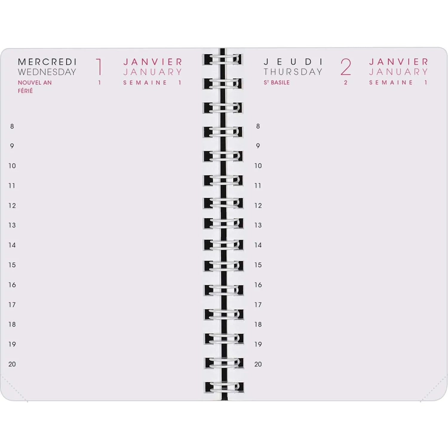 AGM Agenda Moderne Recharge 13cm 1Jour/Page - 2 Semestres - Tranche Or-Recharge Agenda-Agenda Moderne-Papeterie du Dôme