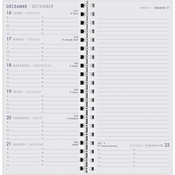 AGM Agenda Moderne Recharge 7+Notes Spirale - Semainier - Tranche Blanche-Recharge Agenda-Agenda Moderne-Papeterie du Dôme